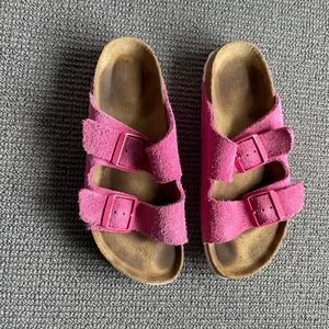 Birkenstock Arizona pink suede white sole 7.5. EU Size 38.